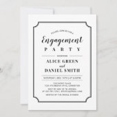 Invitation Noir & Blanc | Partie d'engagement Mariage classiq (Devant)