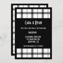 Noir, Blanc, Plaid, Classique, Chic, Mariage moder