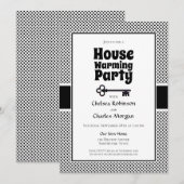 Invitation Noir blanc Polka Dot Fête de réchauffement domesti (Devant / Derrière)