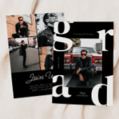 Invitation Noir & Blanc Retro Bold Classe de 2024 Graduation