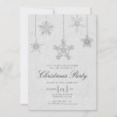 Invitation Noir Blanc Rhinestone Snowflake Parties scintillan (Devant)