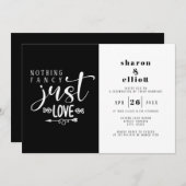 Invitation Noir Blanc Rien De Fancy Just Love Mariage (Devant / Derrière)