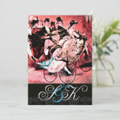 INVITATION NOIR BLANC ROUGE BICYCLETTE MARIAGE DAMAS INITIALE (Debout devant)