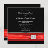 Invitation Noir Blanc Rouge Bow Noir Mariage (Devant / Derrière)
