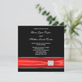 Invitation Noir Blanc Rouge Bow Noir Mariage (Debout devant)