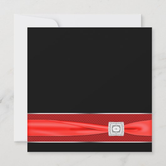 Invitation Noir Blanc Rouge Bow Noir Mariage (Dos)