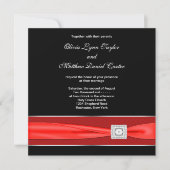 Invitation Noir Blanc Rouge Bow Noir Mariage (Devant)