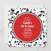 Invitation Noir Blanc Rouge Dalmatien Spots Anniversaire (Devant)