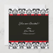 INVITATION NOIR & BLANC ROUGE DAMASSÉ MONOGRAMME (Dos)