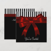 Invitation Noir Blanc Rouge Fête Toutes Occasions (Devant / Derrière)