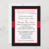 Invitation Noir Blanc Rouge Imprimé Ruban Mariage Invite (Dos)