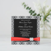 Invitation Noir blanc rouge noir Mariage (Debout devant)