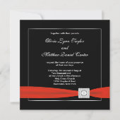 Invitation Noir blanc rouge noir Mariage (Devant)