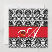 Invitation NOIR BLANC ROUGE OR GUIPURE MONOGRAMME Rubis (Devant)