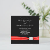 Invitation Noir Blanc Rouge Rouge Noir Mariage (Debout devant)