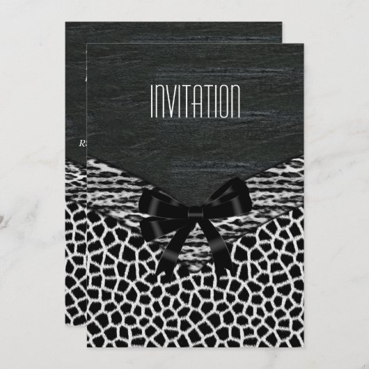 Invitation Noir Blanc Sauvage (Devant / Derrière)