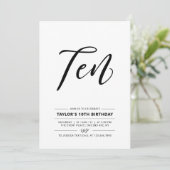 Invitation Noir & Blanc Simple 10e Ado Anniversaire Fête Invi (Debout devant)
