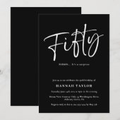 Invitation Noir Blanc Simple 50e anniversaire (Devant / Derrière)