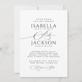 Invitation Noir & Blanc Simple Calligraphie Mariage tendance (Devant)