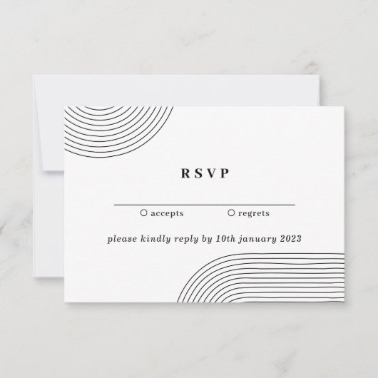 Invitation Noir Blanc Simple Line Art Répondre gentiment Mari (Devant)