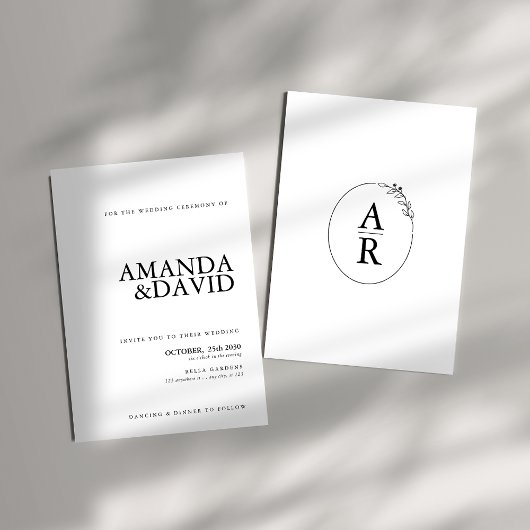 Invitation Noir & Blanc Simple Mariage élégant