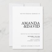 Invitation Noir & Blanc Simple Mariage élégant (Devant)