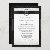 Invitation Noir & Blanc Simplicité Art Déco Mariage Invitatio (Devant / Derrière)