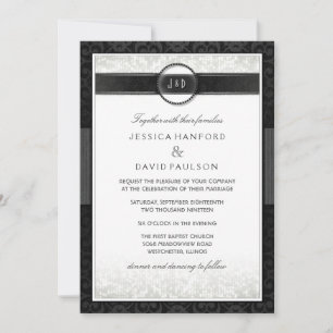 Invitation Noir & Blanc Simplicité Art Déco Mariage Invitatio