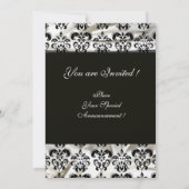 INVITATION NOIR BLANC SOIE DAMASSÉ MONOGRAMME OR (Dos)