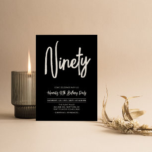 Invitation Noir & Blanc Soirée d'anniversaire des 90 ans de