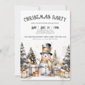 Invitation Noir Blanc Soirée de Noël d'Hiver (Devant)