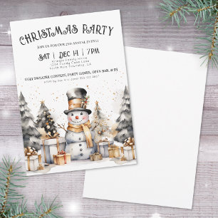 Invitation Noir Blanc Soirée de Noël d'Hiver