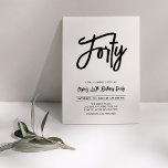 Invitation Noir & Blanc | Soirée élégante pour 40ème annivers<br><div class="desc">Célébrez votre jour spécial avec cette invitation simple et élégante pour un 40ème anniversaire. Ce design présente une écriture manuscrite chic avec une mise en page épurée dans une combinaison de couleurs noir et blanc. Plus de designs disponibles dans ma boutique BaraBomDesign.</div>