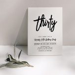 Invitation Noir & Blanc | Soirée élégante pour les 30 ans<br><div class="desc">Célébrez votre jour spécial avec cette invitation simple et élégante pour un anniversaire de 30 ans. Ce design présente une écriture chic au pinceau avec une mise en page épurée dans une combinaison de couleurs noir et blanc. Plus de designs disponibles dans ma boutique BaraBomDesign.</div>