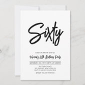 Invitation Noir & Blanc | Soixantième Anniversaire Chic Sixty (Devant)