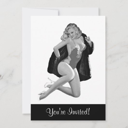 Invitation Noir & Blanc Style Pin-Up Girl 12 (Devant)