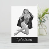 Invitation Noir & Blanc Style Pin-Up Girl 12 (Debout devant)