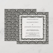 Invitation Noir + Blanc Stylisé Vagues Élégantes Mariage plag (Devant / Derrière)