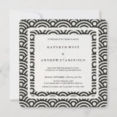 Invitation Noir + Blanc Stylisé Vagues Moderne Plage Mariage (Devant)