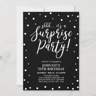 Invitation Noir & Blanc   Surprise Adulte fête d'anniversaire