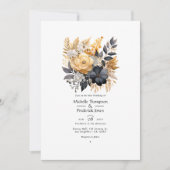 Invitation Noir, Blanc, Taupe Or et Mariage d'or Shimmery (Devant)
