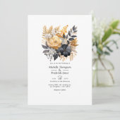 Invitation Noir, Blanc, Taupe Or et Mariage d'or Shimmery (Debout devant)