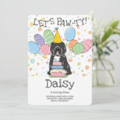 Invitation Noir blanc Tibétain Terrier Chien fête d'anniversa (Debout devant)