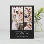 Invitation Noir blanc tout en un QR Code Mariage photo (Debout devant)