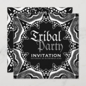 Invitation Noir Blanc Tribal Médiéval Gothique Party (Devant / Derrière)