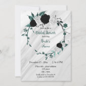Invitation Noir blanc turquoise bleu couronne douche nuptiale (Devant)