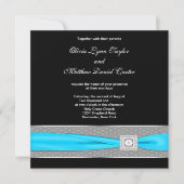 Invitation Noir Blanc Turquoise Bleu Turquoise Noir Mariage (Devant)