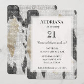 Invitation Noir Blanc Vachette d'or Cowgirl étincelle Anniver (Devant / Derrière)