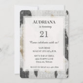 Invitation Noir Blanc Vachette d'or Cowgirl étincelle Anniver (Devant)