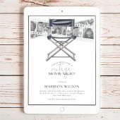 Invitation Noir Blanc Vintage Vidéo Nuit Adulte Anniversaire